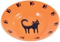 КерамикАрт миска керамическая-блюдце для кошек 140 мл оранжевая