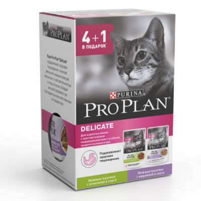 Корм для кошек Pro Plan Delicate Про План чувствительное пищеварение индейка и ягненок 585 гр. пауч