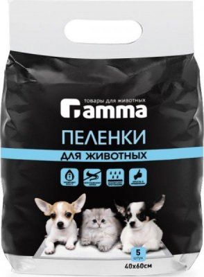 Пеленки Gamma д/жив 40 х 60, упак.5 шт.