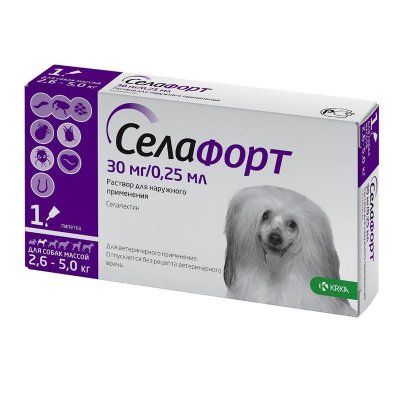 Селафорт Капли д/собак от 2,6 до 5 кг 1 пипетка