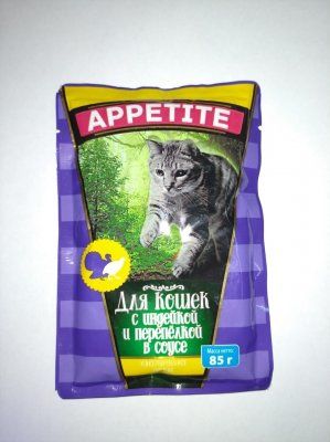 Аппетит д/к 85 гр. (индейка/перепелка) пауч