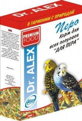 волнистых попугаев ДОКТОР АЛЕКС Перо 500 г.