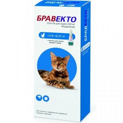 Бравекто Спот он капли 250 мг д/к 2,8-6,25 кг