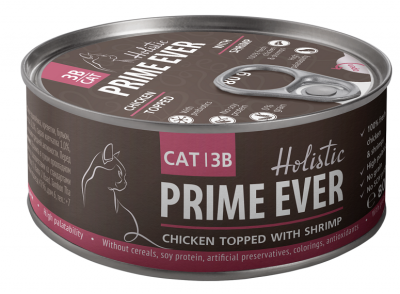 Prime Ever  д/к консервы цыпленок с креветками  80 гр. ж/б