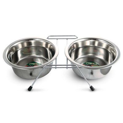 Миски д/с на подставке металлическая 2*2,60л. 9005