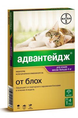 Адвантейдж капли д/к более 4кг инсектоакар. 1 пипетка