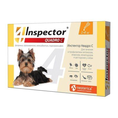 ИНСПЕКТОР КВАДРО К капли д/с менее 4кг (1 пипетка)