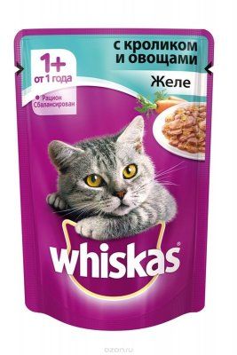 Вискас д/к 85 гр. (желе кролик с овощами)