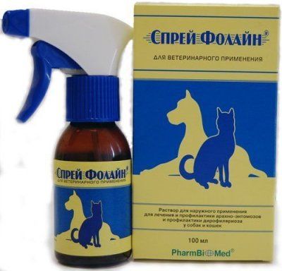 Спрей Фолайн д/кош/соб 100мл инсектоакар.