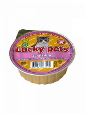 Корм д/кошек Lucky Pets консервы телятина с индейкой 100 гр